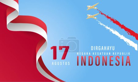 Traduction : Happy Independence Day of Indonesia Illustration vectorielle. Convient pour la conception de bannière d'affiche de modèle.