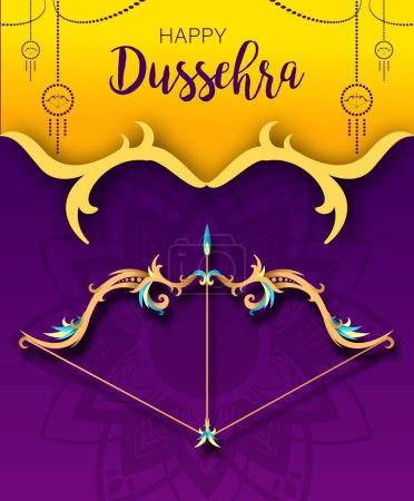 Happy Dussehra Navratri Poster Design Illustration vectorielle. Festival de l'Inde. Vacances hindoues Vijayadashami. 
