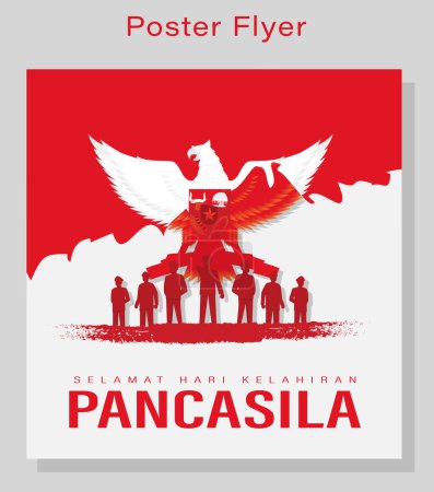 Selamat Hari Lahir Pancasila Translation : The Day of Birth of Pancasila Vector Illustration. Happy Pancasila Day poster Plantilla Banner.