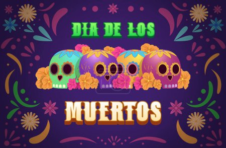 Dia de los muertos signifie Jour des morts. Modèle de festival de vacances mexicain Illustration vectorielle de bannière. 