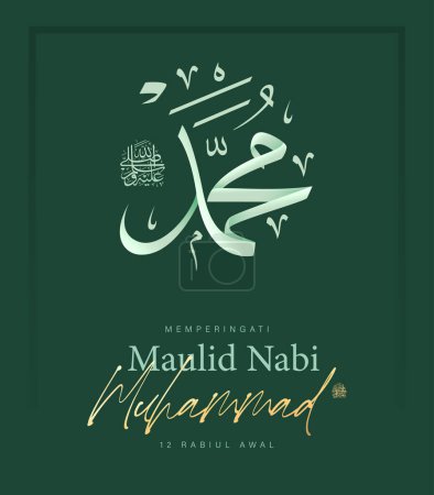 Traducción: Feliz cumpleaños del Profeta Muhammad. Milad un Nabi Mubarak significa Feliz Cumpleaños del Profeta Muhammad. Ilustración vectorial de Mawlid Celebration Design