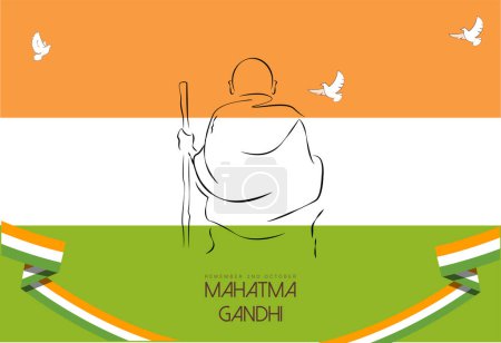 Glückliche Gandhi Jayanti Vector Illustration. Mohandas Karam Chandra Gandhi Geburtstag.