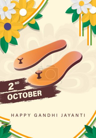 Ilustración de Feliz Gandhi Jayanti Vector Illustration. Mohandas Karam Chandra Gandhi Cumpleaños. - Imagen libre de derechos