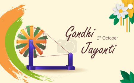 Feliz Gandhi Jayanti Vector Illustration. Mohandas Karam Chandra Gandhi Cumpleaños.