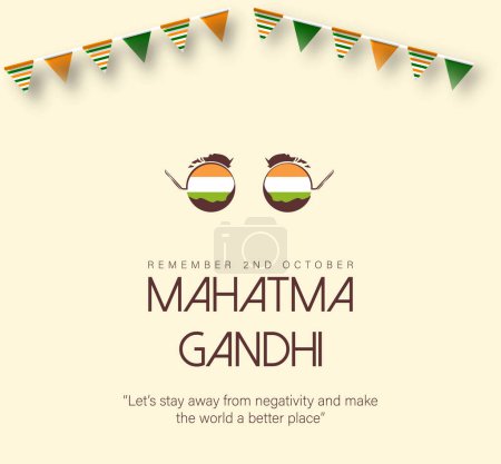 Téléchargez les illustrations : Happy Gandhi Jayanti Illustration vectorielle. Mohandas Karam Chandra Gandhi Anniversaire. - en licence libre de droit