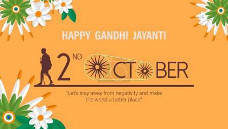 Glückliche Gandhi Jayanti Vector Illustration. Mohandas Karam Chandra Gandhi Geburtstag.