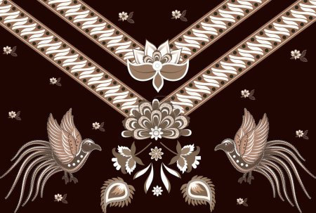 Ilustración de Tradicional patrón Batik de Indonesia Vector Illustration. Batik Motifs Cloth. Diseño del Día Nacional de Batik para el folleto de la plantilla del cartel. - Imagen libre de derechos