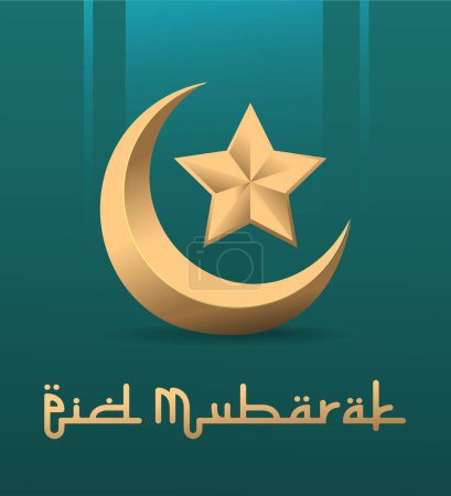Plantilla de Eid Mubarak adecuada para pancarta de póster y tarjeta de felicitación, ilustración de vectores de diseño simple de Eid Mubarak