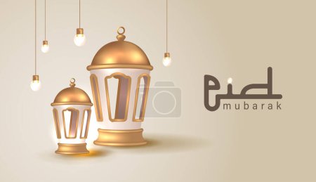 Selamat Hari Raya Idul Fitri Signification Happy Eid Moubarak. Décoration Moubarak pour l'illustration vectorielle de bannière