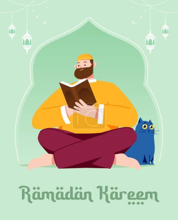 Muslimischer Mann liest im Monat Ramadan den Koran