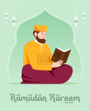 Muslimischer Mann liest im Monat Ramadan den Koran