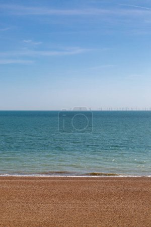 Photo for A view of the pebble beach and ocean, at Brighton on the Sussex coast - Royalty Free Image