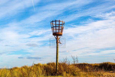 A fire beacon on the Lincolnshire coast, on a sunny winter's day