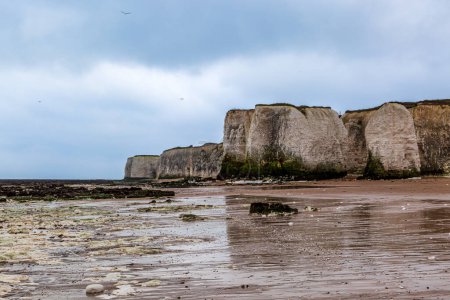 A view along the beach at Botany Bay in Kent, at low tide