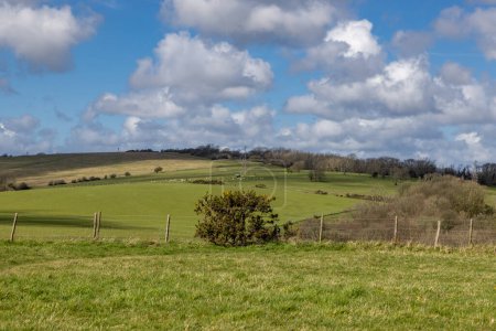 Ein ländlicher Blick auf Sussex bei Lewes, an einem sonnigen Frühlingstag