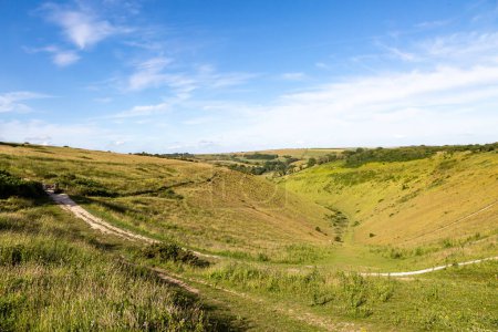 Una vista sobre Devil 's Dyke en Sussex, en un soleado día de verano