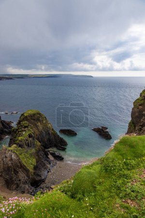 A view from the cliffs on Burgh island, near Bigbury on the Devon coast