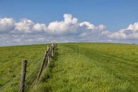 Photo for A fence in the South Downs, on a sunny spring day - Royalty Free Image