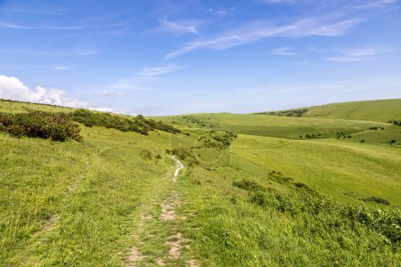 Photo for A view along a chalk pathway leading towards Mount Caburn, in the South Downs near Lewes - Royalty Free Image