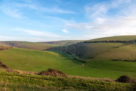 A rolling Sussex landscape on a sunny winter's day, at Mount Caburn near Lewes