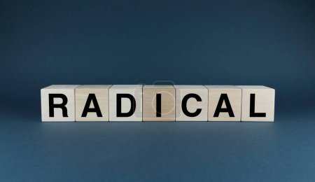 Foto de Radical. Los cubos forman la palabra Radical. El concepto de la palabra radical se utiliza en diversos campos de la actividad humana. - Imagen libre de derechos