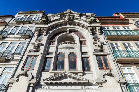 Photo for Facade of old classic buildings in the old town of Porto or Oporto, Portugal - Royalty Free Image