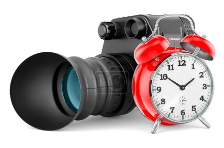 Photo for Night vision monocular with alarm clock, 3D rendering isolated on white background - Royalty Free Image