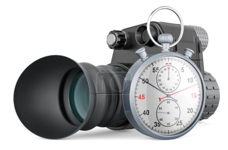 Photo for Night vision monocular with stopwatch, 3D rendering isolated on white backgroun - Royalty Free Image