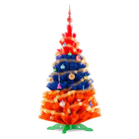 Photo for Armenian flag painted on the Christmas tree, 3D rendering isolated on white backgroun - Royalty Free Image