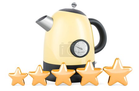 Customer rating of electric tea kettle, concept. 3D rendering isolated on white backgroun