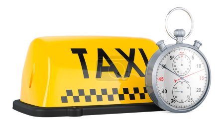 Photo for Taxi car signboard with stopwatch. 3D rendering isolated on white background - Royalty Free Image