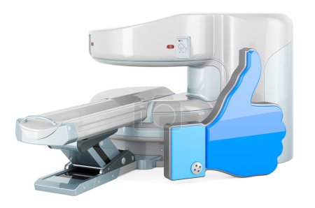 Foto de Máquina de resonancia magnética abierta con icono similar, renderizado 3D aislado sobre fondo blanco - Imagen libre de derechos