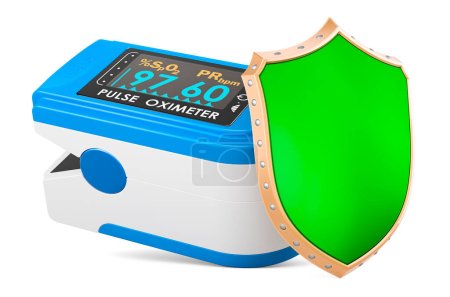 Photo for Portable Pulse Oximetry, pulse oximeter fingertip with shield, 3D rendering isolated on white background - Royalty Free Image