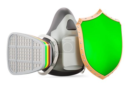 Photo for Reusable Half Face Cover, respirator with shield, 3D rendering isolated on white background - Royalty Free Image
