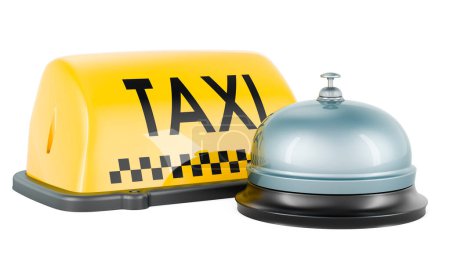 Photo for Taxi car signboard with reception bell. 3D rendering isolated on white background - Royalty Free Image