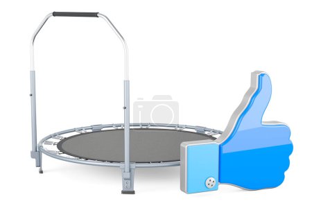Photo for Foldable Mini Trampoline, Fitness Rebounder with like icon, 3D rendering isolated on white background - Royalty Free Image