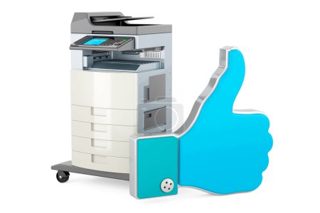 Office Multifunktionsdrucker MFP mit ähnlichem Symbol. 3D-Rendering isoliert auf weißem Hintergrund  