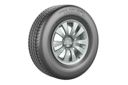 Car wheel, 3D rendering isolated on white background