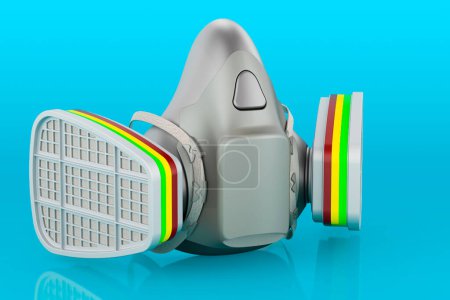 Photo for Respirator, Reusable Half Face Cover on blue backdrop, 3D rendering - Royalty Free Image