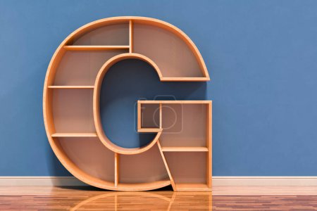 Photo for Letter G as bookshelf in interior, 3D rendering - Royalty Free Image