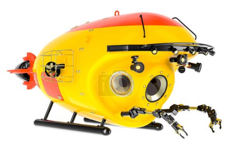 Téléchargez les photos : Bathyscaphe, submersible. rendu 3D isolé sur fond blanc - en image libre de droit