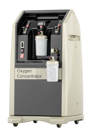 Foto de Concentrador de oxígeno médico, representación 3D aislada sobre fondo blanco - Imagen libre de derechos