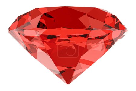 Foto de Joya roja con corte de diamante, representación 3D aislada sobre fondo blanco - Imagen libre de derechos