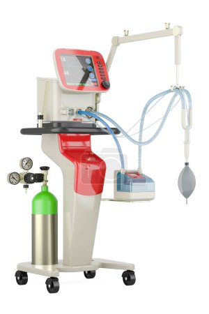 Foto de Ventilador mecánico médico, representación 3D aislada sobre fondo blanco - Imagen libre de derechos