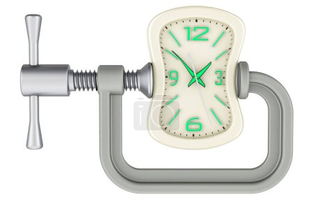 Foto de Reloj de pared apretado en un concepto de abrazadera, representación 3D aislado sobre fondo blanco - Imagen libre de derechos