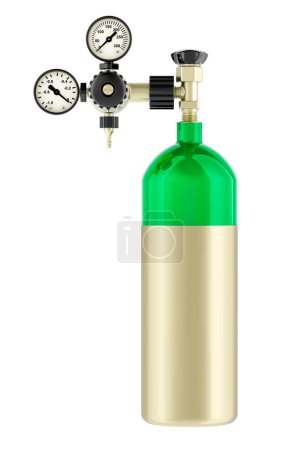 Foto de Cilindro de gas, tanque de oxígeno Representación 3D aislada sobre fondo blanco - Imagen libre de derechos