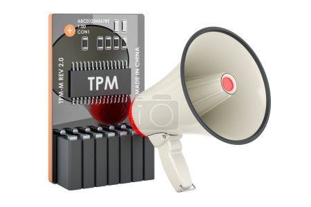 Foto de Módulo de plataforma confiable con megáfono. Representación 3D aislada sobre fondo blanco - Imagen libre de derechos