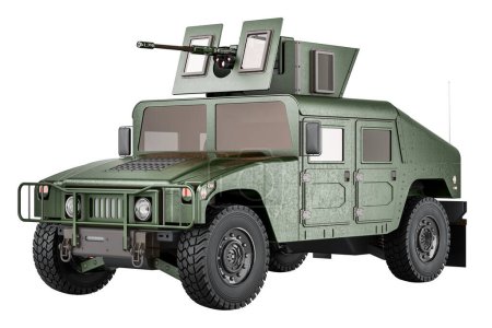 Téléchargez les photos : Humvee, Véhicule à roues polyvalent à haute mobilité, rendu 3D isolé sur fond blanc - en image libre de droit