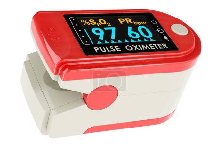 Photo for Portable Pulse Oximetry, pulse oximeter fingertip. 3D rendering isolated on white background - Royalty Free Image