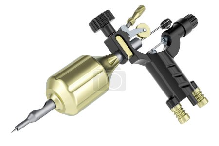 Photo for Tattoo machine, black color. 3D rendering isolated on white background - Royalty Free Image